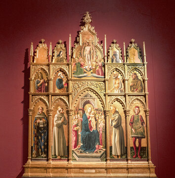 Polyptych of Cagli year 1465. Madonna and Child with Saints. Brera 's picture gallery, Milan - Italy, 4 September 2022