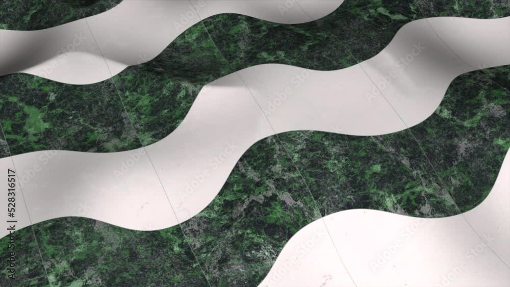 Poster patterned floor moves in waves. motion. tiled floor with geometric pattern moves in waves. 3d floor 