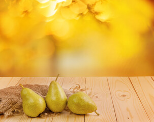 Pears on the wooden table
