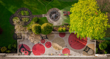 Aerial view of playground in Krakow, Poland
