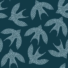 Fototapeta premium Ethnic animals seamless birds line art pattern for wrapping and clothes print and kids and accessories and fabrics