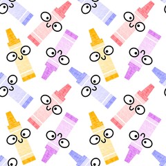 Back to school seamless cartoon color pencil pattern for kids clothes print and wrapping paper and accessories