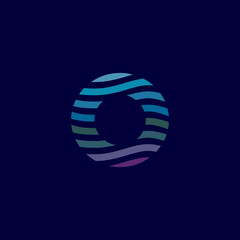 Letter o logo, ocean color vector design image