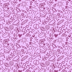 Chalkboard doodle cartoon seamless back to school pattern for kids clothes print and wrapping paper