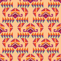 Colorful tribal boho mexican geometrical print. Abstract seamless aztec, mayan, navajo, latino pattern Ethnic hipster background indian, american, asian texture. Vector illustration