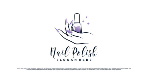 Nail polish logo design template for manicure studio with unique concept Premium Vector - obrazy, fototapety, plakaty