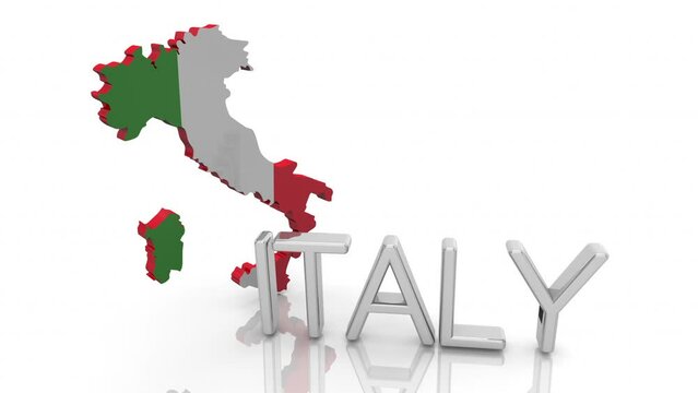 Italy Country Name Map Shape Word Background 3d Animation