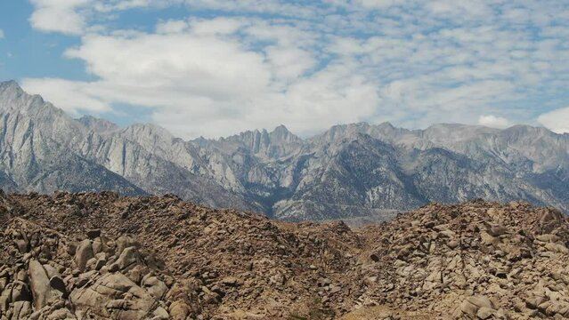 Mt Whitney from Alabama Hills Aerial Shot ocky Canyon Telephoto Rotate R Eastern Sierra California USA