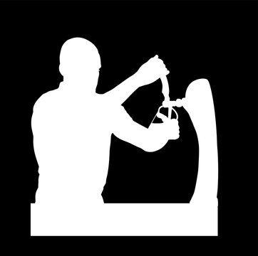 white silhouette bartender pouring drink clip art preview