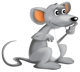 cartoon scene with happy smiling mouse illustration for children