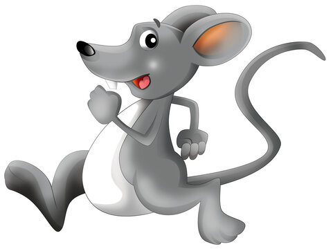cartoon scene with happy smiling mouse illustration for children