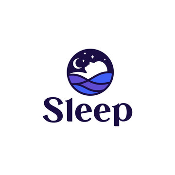 sleep services logo design. Vector illustration people sleep deep. modern logo design vector icon template