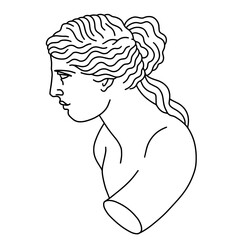 Vector illustration of antique statue. Line art of ancient greek sculpture