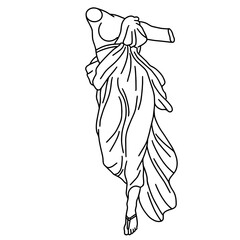 Vector illustration of antique statue. Line art of ancient greek sculpture