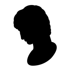 Hand drawn vector of ancient Greek young man bust. Illustration of classic greek sculpture in lineart style with color background.