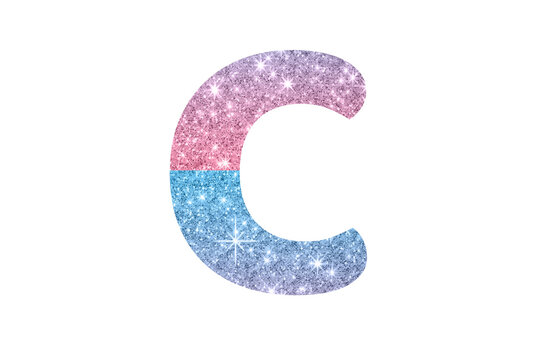 BLUE AND PINK Glitter Alphabet C PNG Background