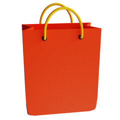 3D Icon Paper Bag, red shopping bag isolated white background for Website Landing Page Banner Marketing Source Presentation