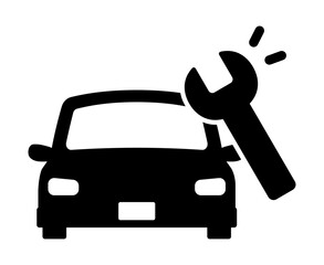 車とスパナのシルエット