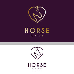 Vector linear icons and logo design elements - horse vector, heart logo, love logo