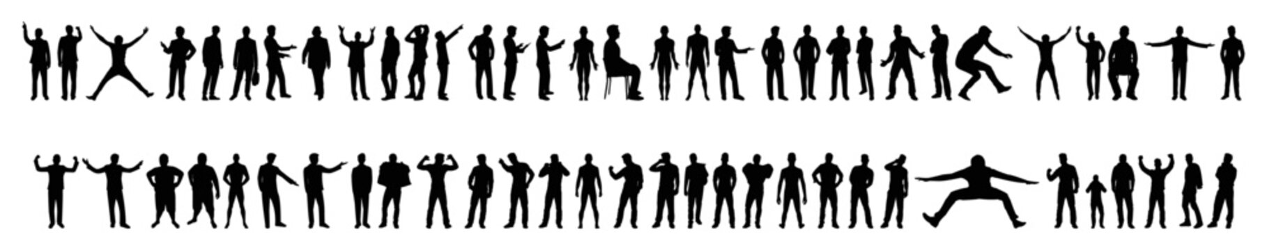 A set of people silhouettes with various styles