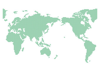 Fototapeta na wymiar 世界地図（ドット）緑