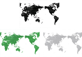 世界地図（版画）３色セット