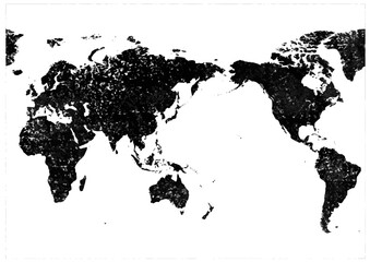 世界地図（版画）黒