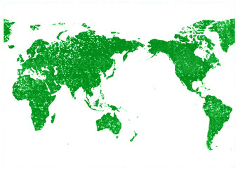 世界地図（版画）緑