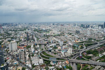 Plakat top view of the city, building of bangkok, cityscape