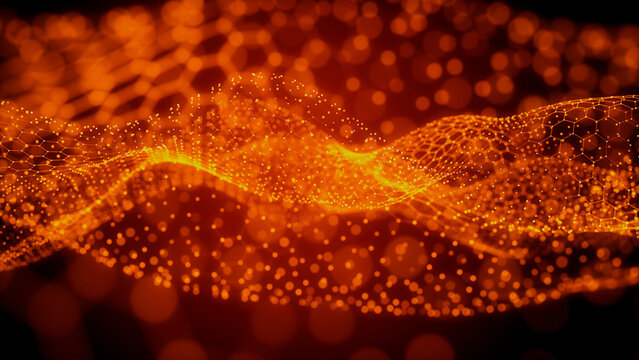Abstract Medical Technology background. Orange, Innovation Medicine concept. 3D Render.