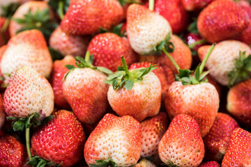 Fresh strawberry fruits on nature background.