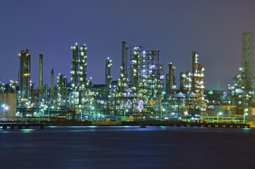Oil plant and Negishi Bay in Yokohama City, Japan