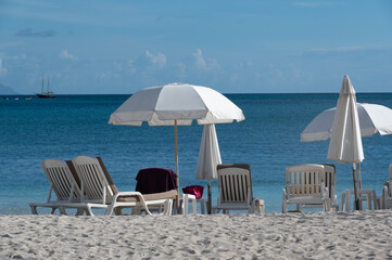 Life on the beach at Philipsburg, the capital town of the Dutch Caribbean island of Sint Maarten