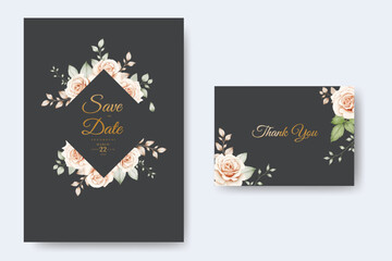 Beautiful floral  wedding invitation card template 