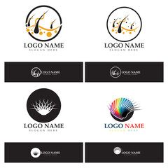 Naklejka premium Hair treatment logo hair transplantation logo,removal logo vector image design illustration