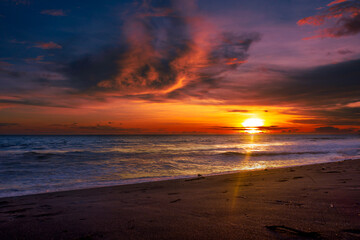 Beautiful sunset in beach landscape