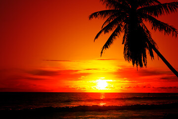 Beautiful sunset landscape in tropical coast