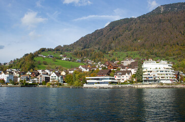 Fototapeta na wymiar Beautiful landscape at Lake Lucerne in Autumn, Switzerland