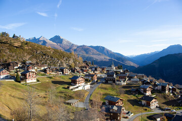Fototapeta na wymiar Panoramic view at Zeneggen, Switzerland