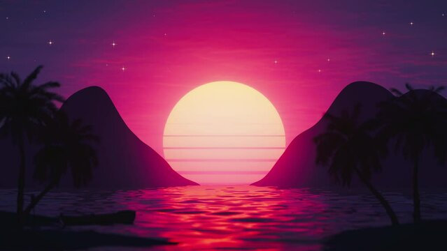 Dreamy and relaxing loop animation of shore for meditation