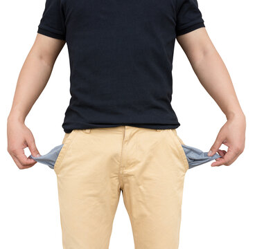 Man showing his empty pocket