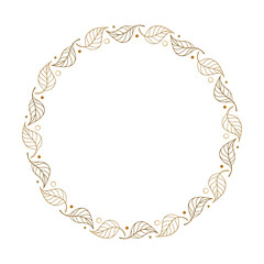 Vector round dotted frame. Autumn leaves decoration