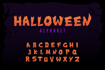 Hand drawn script font for halloween and spooky subjects. Unique creepy typeface alphabet in vector format