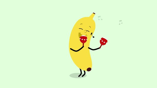 A singing banana with music instruments