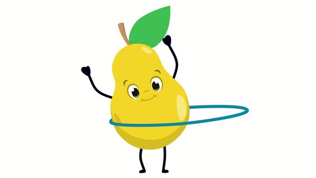 A pear with a hula hoop