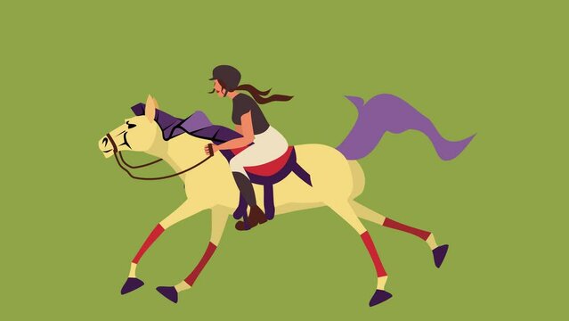 A women racing on the horseback