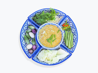 Crab chili paste dip with coconut milk with fresh vegetables