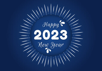 Happy New Year 2023 Celebration Template Hand Drawn Cartoon Flat Background Illustration with Fireworks, Ribbons and Confetti Design
