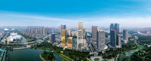 Naklejka premium Aerial photography of China's modern urban architectural landscape