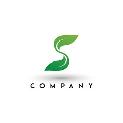 Green leaf ecology nature logo s letter logo template